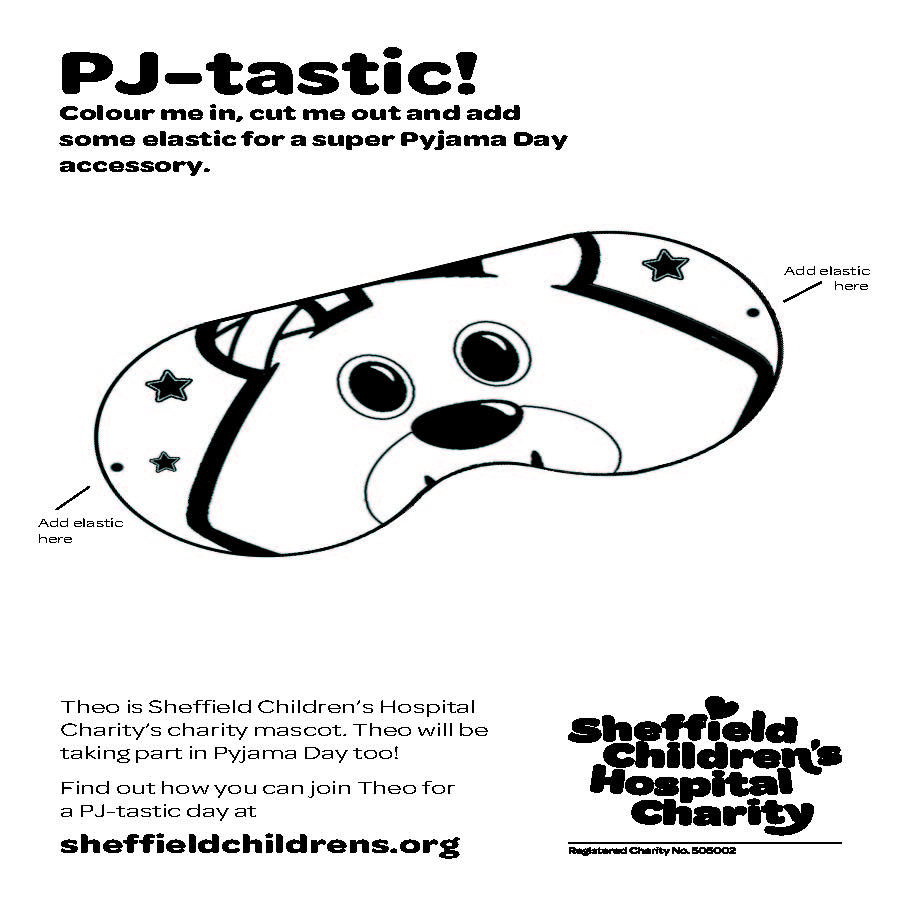 Pyjama Day mask colouring sheet