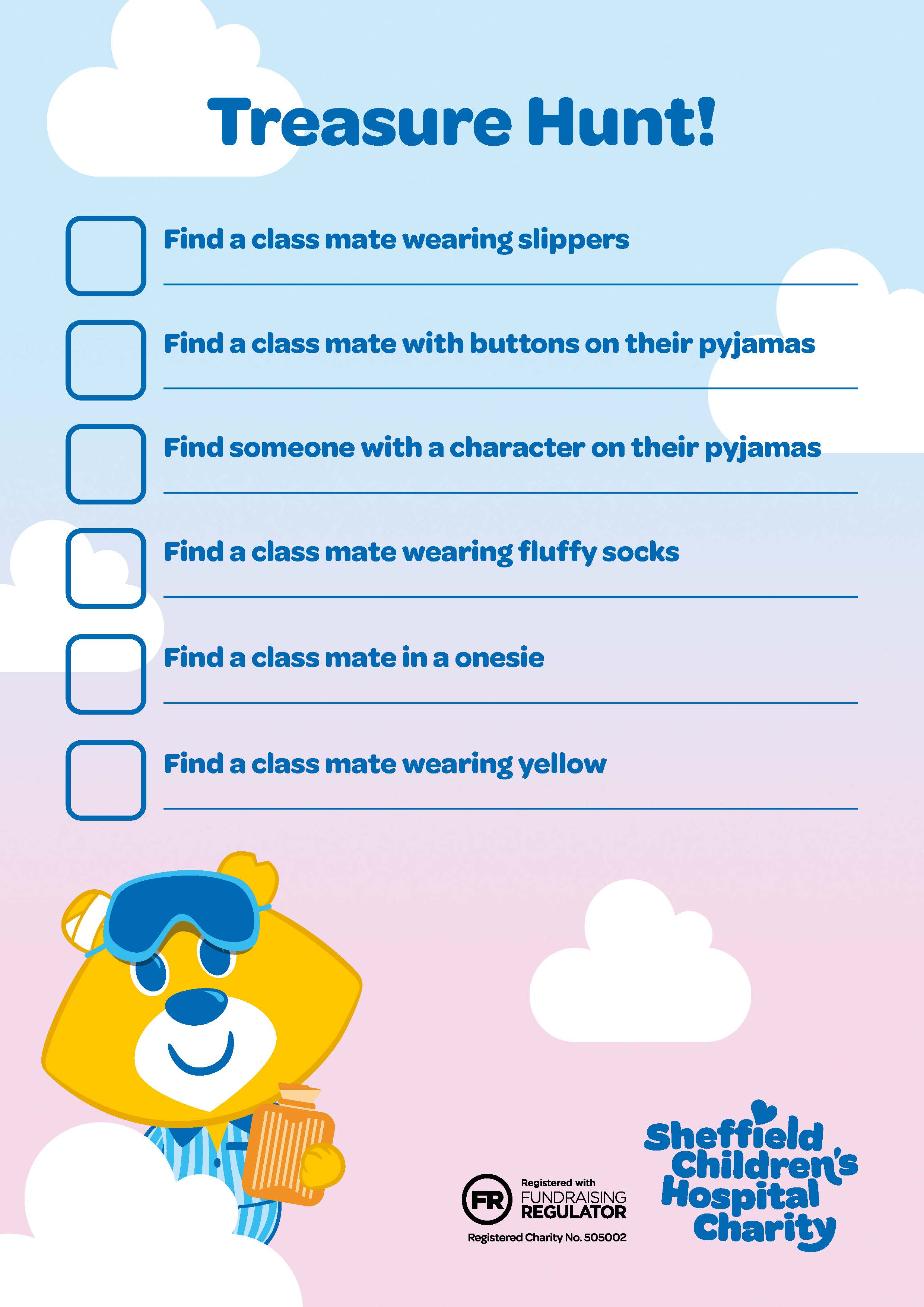 Classroom pyjama treasure hunt